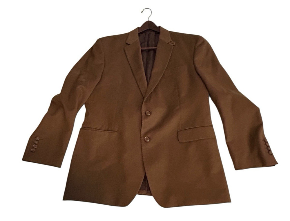 LAUREN RALPH LAUREN 100% Wool Mens 46R Blazer Suit Jacket Brown Tortoise Buttons